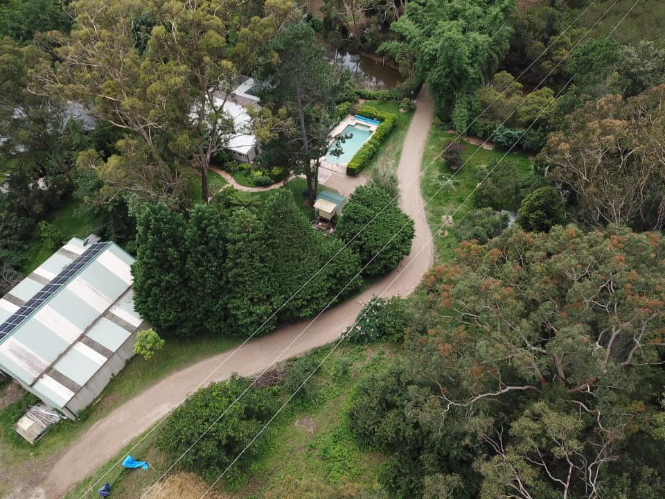 Aerial view of completed driveway