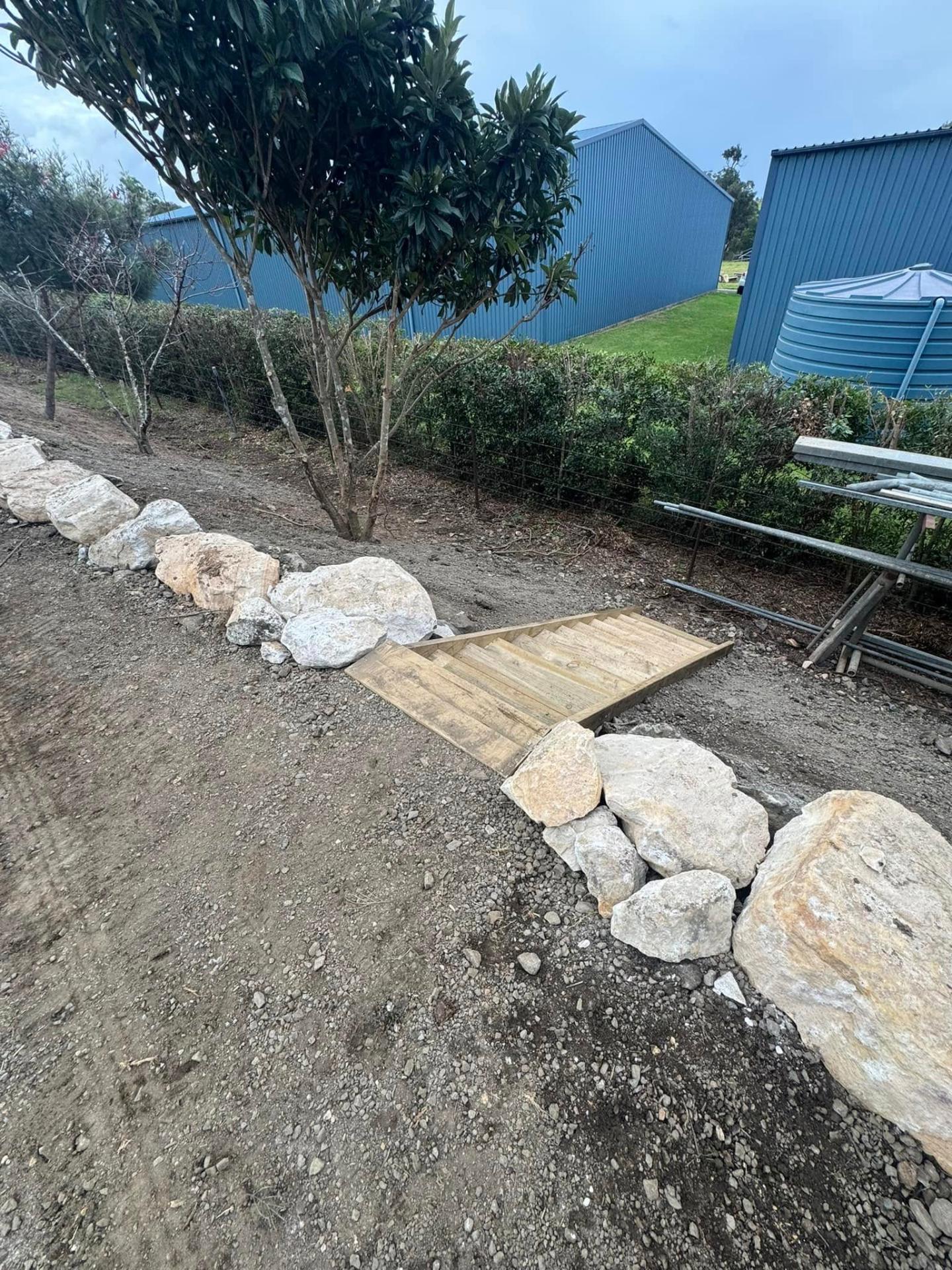 Sandstone boulder edging & landscaping