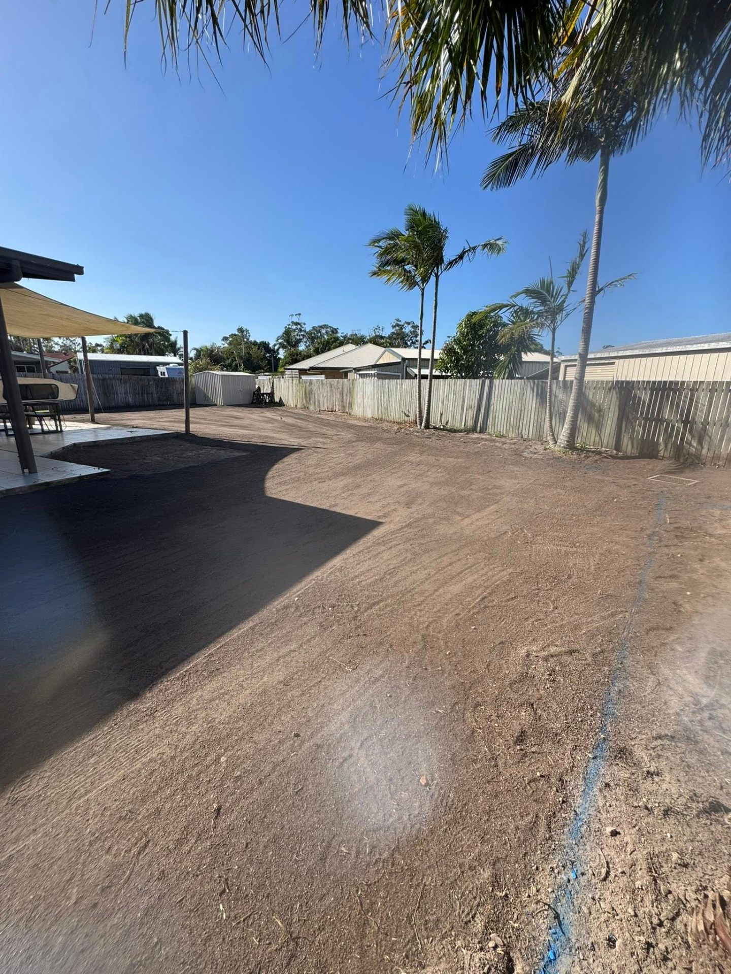Yard levelled & graded ready for turf